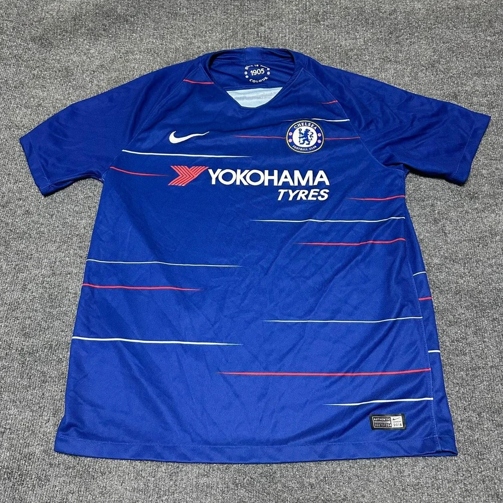 Nike Chelsea FC 2018-19 Home Soccer Jersey Blue Yokohama Tyres Mens Large